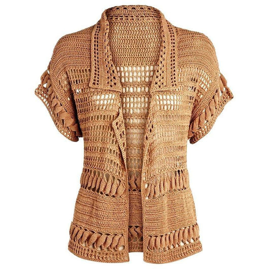 Beige crochet  cardigan - AsDidy fashion