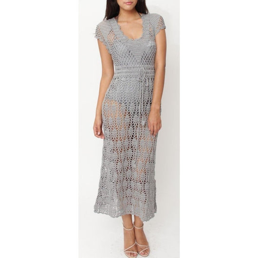 Grey crochet summer dress - AsDidy fashion