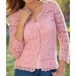 Pink crochet  cardigan - AsDidy fashion
