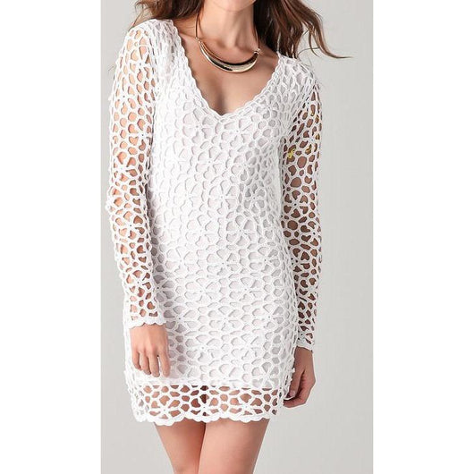 White crochet dress, party dress, Made to order, FREE SHIPPING - AsDidy fashion