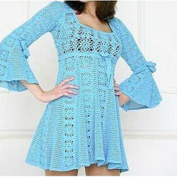 Blue crochet mini dress - AsDidy fashion