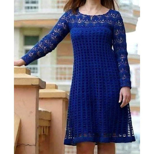 Blue crochet summer dress - AsDidy fashion