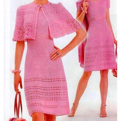 Pink crochet summer dress with a mantle - AsDidy fashion