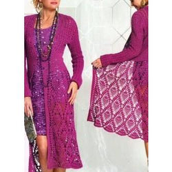 Purple long crochet women cardigan - AsDidy fashion
