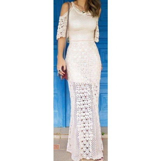 White handmade crochet summer wedding handmade bridal dress - Made to order - AsDidy fashion