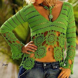 Green crochet summer women crochet blouse - MADE TO ORDER - AsDidy fashion