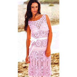 Pink crochet maxi summer dress - AsDidy fashion