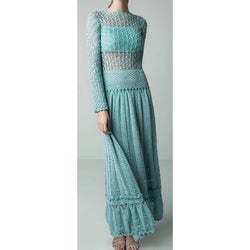Blue crochet maxi dress - AsDidy fashion