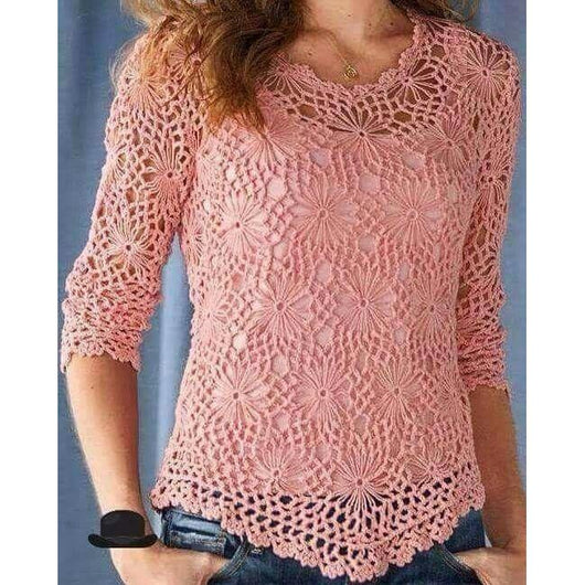 Pink crochet summer women crochet blouse - MADE TO ORDER - AsDidy fashion