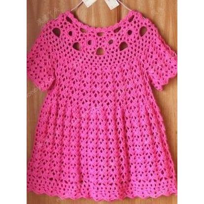 Pink crochet baby dress - PDF pattern - AsDidy fashion