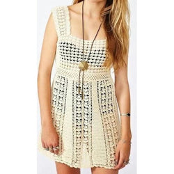 Off white crochet summer mini dress - AsDidy fashion