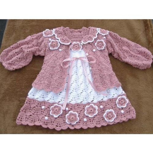 Crochet baby set - baby dress and a cute cardigan - FREE SHIPPING - AsDidy fashion