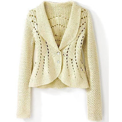 Cream crochet  cardigan long sleeves - AsDidy fashion