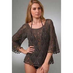 Brown crochet summer women crochet blouse - MADE TO ORDER - AsDidy fashion