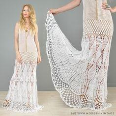 White handmade crochet summer wedding handmade bridal dress - Made to order - AsDidy fashion