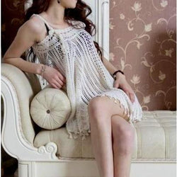 Off white crochet mini dress - AsDidy fashion