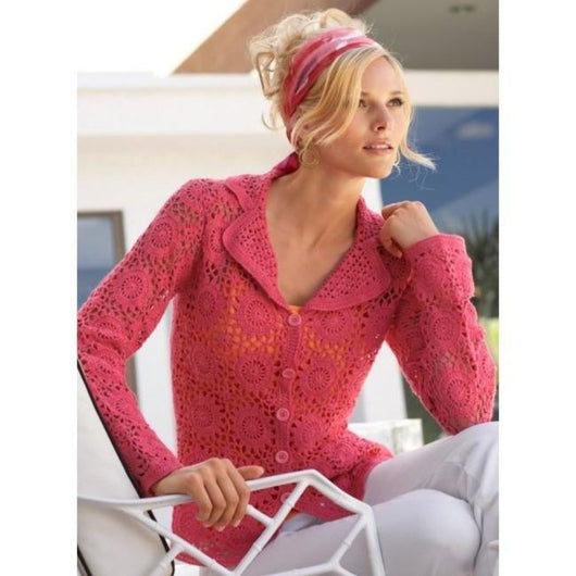 Red crochet cardigan long sleeves - AsDidy fashion