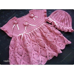 Pink Crochet Baby Dress with a hat - AsDidy fashion