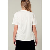 Paint drops and pearl embellishment white t-shirt - AsDidy fashion
