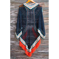 Boho Crocheted Poncho - Crochet clothes