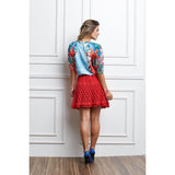 Red crochet mini skirt - Crochet clothes