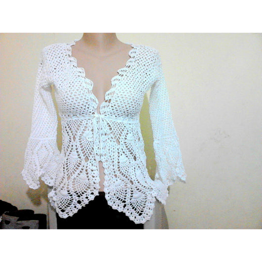 White crochet cardigan - Custom order - AsDidy fashion