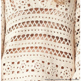 Cream crochet blouse, bell sleeves - FREE SHIPPING