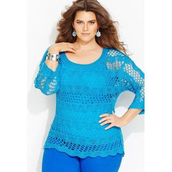 Blue plus size  women crochet blouse - MADE TO ORDER - AsDidy fashion