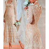 Wedding handmade crochet long bridal dress - Made to order - AsDidy fashion