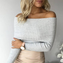 Off Shoulder Knitted Sweater - AsDidy fashion